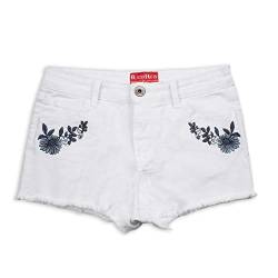BlauerHafen Damen Jeans Shorts Designer Stickerei Hotpant Destroyed Stretch Denim Kurze Hose (40 (Taille: 81-83cm), Weiß) von BlauerHafen