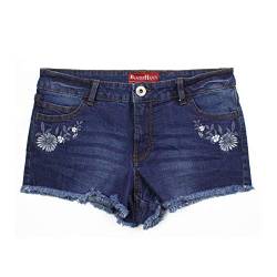 BlauerHafen Damen Jeans Shorts Designer Stickerei Hotpant Destroyed Stretch Denim Kurze Hose (46 (Taille: 96-98cm), Dunkelblau) von BlauerHafen