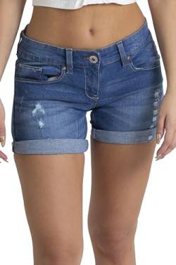 BlauerHafen Damen Jeans Shorts Destroyed Bermuda Stretch Hotpants Denim Kurze Hose (42 (Taille: 86-88cm), Hellblau) von BlauerHafen