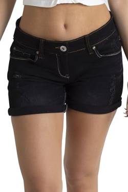 BlauerHafen Damen Jeans Shorts Destroyed Bermuda Stretch Hotpants Denim Kurze Hose (46 (Taille: 96-98cm), Schwarz) von BlauerHafen