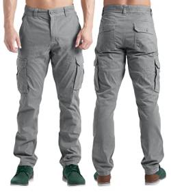 BlauerHafen Herren Cargohose Lässige Arbeitskleidung Stretch 100% Baumwolle Freizeithose gerade 6 Taschen entspannte Passform Kampfarbeitshose Alle Größen 32W-44W (Hellgrau, 34W / 30L) von BlauerHafen