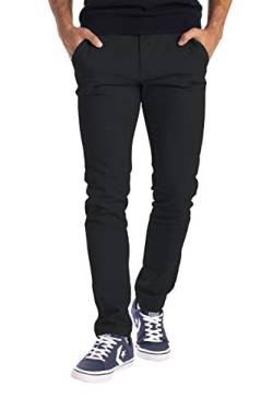 BlauerHafen Herren Designer Chino Hose Stretch Stoff Chinohose Slim Fit Casual Trousers (32W / 30L, Schwarz) von BlauerHafen