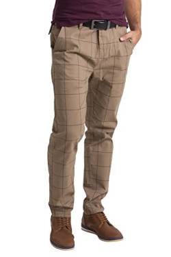 BlauerHafen Herren Formale Hose Karo-Muster Slim-fit Wrinkle-Resistant Flat-Front Retro Vintage Tailored Fit Smart Office Business Suit Chino Pant (Khaki, 34W / 30L) von BlauerHafen