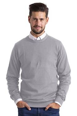 BlauerHafen Herren Slim-Fit Sweater Pullover Rundhals Crew Langarm Lässige Baumwolle Jumper (Grau, XL) von BlauerHafen
