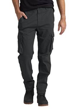 Herren Cargohose Schwerlast Arbeitskleidung Tactical Super Dehnbar Flex Baumwolle Straight Freizeithose 12 Taschen Entspannte Passform Combat Arbeitshose Alle Größen 32W-44W (Dunkelgrau, 40W / 30L) von BlauerHafen