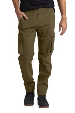 Herren Cargohose Schwerlast Arbeitskleidung Tactical Super Dehnbar Flex Baumwolle Straight Freizeithose 12 Taschen Entspannte Passform Combat Arbeitshose Alle Größen 32W-44W (Khaki, 40W / 32L) von BlauerHafen