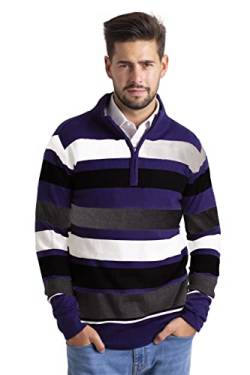 Herren High-Neck Sweater Half Zip Lange Ärmel Klassische Baumwolle Jumper S-XXL (Navy, XL) von BlauerHafen