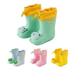 Blay Kinder Stiefel,Gummistiefel Kleinkind,Gummistiefel Gefüttert,Gummistiefel Kinder Gefütterte Gummistiefel Mädchen Jungen Leicht Regenstiefel Wasserdicht Rutschfest Gummistiefel mit Kordelzug von Blay