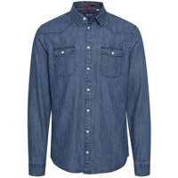 Blend Langarmhemd Meliertes Langarm Jeans Hemd aus Baumwolle BHANTES 4237 in Blau-2 von Blend