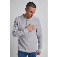 Blend Longsleeve Langarm Basic Shirt Grandad Strickpullover mit Knöpfen BHNOBLE 4370 in Hellgrau von Blend