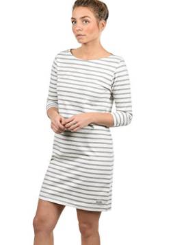 BlendShe Eni Damen Sweatkleid Sommerkleid Kleid Mit Streifen-Optik Und U-Boot-Kragen Aus 100% Baumwolle, Größe:L, Farbe:Light Grey Melange (20042) von BlendShe