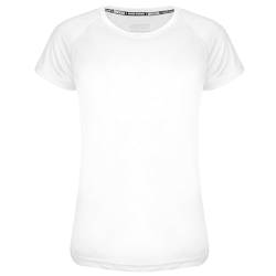 BleuAlps Sportshirt Damen, Laufshirt Kurzarm Mesh Funktionsshirt Atmungsaktiv Kurzarmshirt Sports Shirt Trainingsshirt für Damen, Größe:44, Farbe:Weiß von BleuAlps