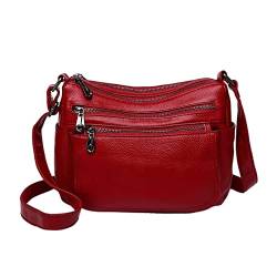 Frauen Retro Umhängetaschen Luxus-Handtasche aus weichem Leder Umhängetasche Messenger Bags (Color : Red, Size : 10 * 8 * 4inch) von Bleyoum