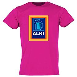 Alki, | Saufen, Party, Alkohol | Herren T-Shirt |SPRUCHESHIRT, Funshirt, Partyshirt, MOTIVSHIRT | SCHWARZ, Weiss | GR. S-5XL (M, Pink) von Blickfang