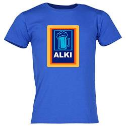 Alki, | Saufen, Party, Alkohol | Herren T-Shirt |SPRUCHESHIRT, Funshirt, Partyshirt, MOTIVSHIRT | SCHWARZ, Weiss | GR. S-5XL (XL, Blau) von Blickfang