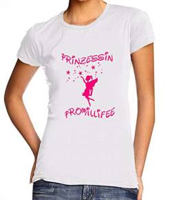 Blickfang Prinzessin PROMILLIFEE | SPRÜCHESHIRT PARTYSHIT Funshirt | Drinkerbell, TRINKERBELL | Girly Damen | SCHWARZ, Weiss, PINK,TÜRKIS, ORANGE | GR. XS-3XL (M, Weiss/Pink) von Blickfang