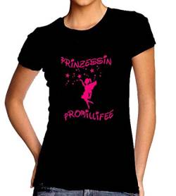 Blickfang Prinzessin PROMILLIFEE | SPRÜCHESHIRT PARTYSHIT Funshirt | Drinkerbell, TRINKERBELL | Girly Damen | SCHWARZ, Weiss, PINK,TÜRKIS, ORANGE | GR. XS-3XL (XL, Schwarz/Pink) von Blickfang