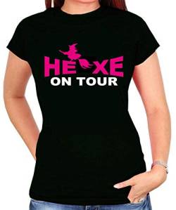 HEXEN ON Tour, Witches | Halloween Shirt | Sprücheshirt, Funshirt, Partyshirt, Malleshirt, Festival Shirt | Damen T-Shirt | JGA, Junggesellinnenabschied | Girly Shirt |Gr.XS-3XL (3XL, Schwarz) von Blickfang