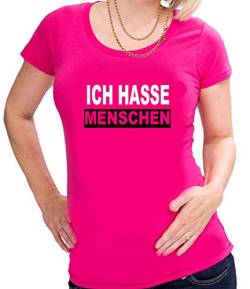 ICH Hasse Menschen | Funshirt, SPRÜCHESHIRT, Girly, Damen Shirt, T-Shirt,| Schwarz, Weiss, Pink | GR. XS-3XL (L, Pink) von Blickfang