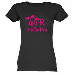 Junggesellinnenabschied Tshirt | JGA -DISNEY | ICH HEIRATE - WIR FEIERN | JGA | Damen Shirt | Party, Hochzeit, Feier | BRAUT | Braut Team | Gr. XS-3XL (L, Schwarz (Wir Feiern)) von Blickfang