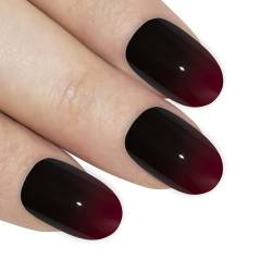 Falsche Nägel Bling Art Gel Glossy Glitzer Oval 24 Kunstnägel Mittel Tipps (Venus Red Black) von Bling Art