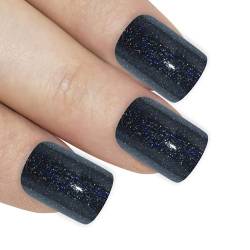 Falsche Nägel Bling Art Matte Gel Poliert Glitzer 24 Squoval Kunstnägel Mittel Tipps mit Kleber (Dark Beauty Gel) von Bling Art