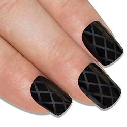 Falsche Nägel Bling Art Matte Schwarz 24 Squoval Kunstnägel Mittel Tipps mit Kleber von Bling Art