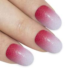 Falsche Nägel Bling Art Rot Gel Ombre Oval 24 Kunstnägel Mittel Tipps mit Kleber von Bling Art