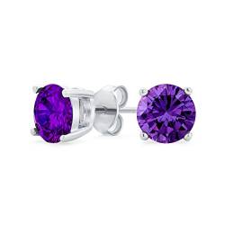 1Kt Lila Runde Zirkonia Brillantschliff Solitär Aaa Cz Ohrstecker .925 Sterling Silber Simulierter Amethyst 7Mm von Bling Jewelry