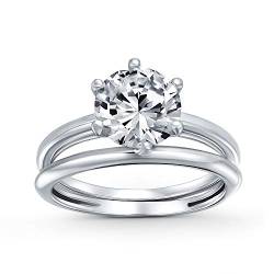 3.5Ct Einfacher Runder Solitär 6 Zacken Aaa Cz Verlobungsring Ring Set Für Frauen .925 Sterling Silber von Bling Jewelry