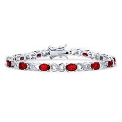 Bling Jewelry 9Ct Simuliert Ruby Cubic Zirconia Red AAA Oval Cz Romantic Liebe Knot Symbol Infinity Milgrain Tennis Armband Für Frauen Silber Plattiert von Bling Jewelry