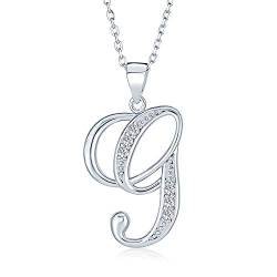 Bling Jewelry Abc Cubic Zirconia Pave Cz Cursive Schrift Letter Alphabet Initiale G Anhänger Halskette Für Frauen Sterling Silber von Bling Jewelry