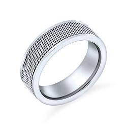 Bling Jewelry Anpassbarer Unisex Paar Seil Ketten Mesh Kabel Ehering Für Männer Jugendliche Oxidiertes Silber Ton Edelstahlband 8 MM Breit von Bling Jewelry