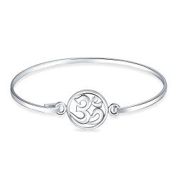 Bling Jewelry Aum Om Ohm Sanskrit Symbol Charme Yoga Spirituelle Harmonie Armreif Manschette Armband Für Frauen .925 Sterling Silber von Bling Jewelry