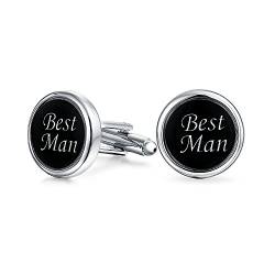 Bling Jewelry Beste Männer Skript Wörter Runde Schwarz weiß Hemd Manschettenknöpfe Für Männer Groomsmen Hochzeitsfeier Geschenk Messing von Bling Jewelry