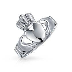 Bling Jewelry Bff Himmlisch Irish Freundschaft Paare Versprechen Claddagh Ring Für Männer Für Frauen Silberton Edelstahl von Bling Jewelry