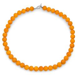 Bling Jewelry Einfacher, Glatter Westernschmuck, Klassisch, Gelb, Orange, Jade, Rund, 10 Mm, Perlenstrang, Halskette Für Frauen, Teenager, Versilbert, Kippverschluss, 18 Zoll von Bling Jewelry