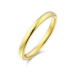 Bling Jewelry Einfacher Minimalistischer Dünner Stapelbarer Kuppel Paare Titanium Ehering Poliert 14K Gold Überzogener Ring Für Männer Für Frauen 2Mm von Bling Jewelry