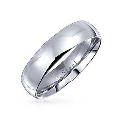 Bling Jewelry Einfacher Schlichter Dom Paar Ring Ehering Für Frauen Für Männer Poliertes Silber Ton Edelstahl 5MM von Bling Jewelry