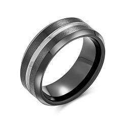 Bling Jewelry Einfaches Schwarzes Silber Zweifarbiges Zentrum Paare Titanium Ehering Für Männer Für Frauen Komfort Fit 8Mm von Bling Jewelry