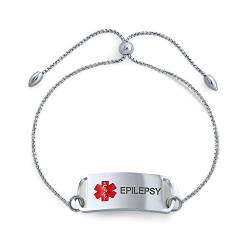 Bling Jewelry Epilepsie Medical Alert Id Kasten Link Chain Bolo Armband Name Stil Tag Für Teenager Edelstahl Kundenspezifische Gravur von Bling Jewelry
