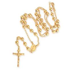 Bling Jewelry Gebetsrosario Kreuz Beads Katholische Jungfrau Maria Rosenkranz Halskette Für Frauen Teenager 18K Vergoldetes Messing von Bling Jewelry
