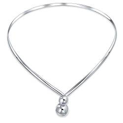 Bling Jewelry Geometrische Choker V Form Interlocking Balls Kragen Erklärung Halskette Für Frauen .925 Silber Sterling von Bling Jewelry