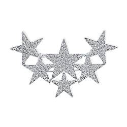 Bling Jewelry Große Große Aussage Mode Himmlischen Patriotischen Usa Amerikanischen Rock Star Funkelnden Sechs Kristall Sterne Schal Brosche Pin Für Frauen Teens Silber von Bling Jewelry