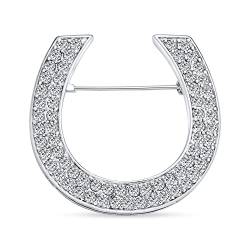 Bling Jewelry Große Western-Mode-Anweisung Pferdesport Kubischer Zirkonia Pave Cz Schal Hufeisen Brosche Pin Für Frauen Silber Plattiert Messing von Bling Jewelry