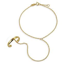 Bling Jewelry Handkette Tänzerin Sklaven Armband Für Frauen Und Ring 14K Gold Plattiert .925 Sterling Silber Einstellbar von Bling Jewelry