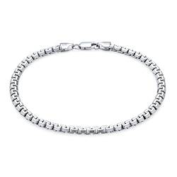 Bling Jewelry Herren Armband Aus Massivem Starkem Dickem Franco Square Link Kettengeflecht 220 Gauge Rhodium .925 Sterling Silber Hergestellt In Italien 8 Zoll von Bling Jewelry