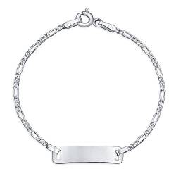 Bling Jewelry Individuelles Zartes Identifikationsarmband Mit Dünnen Gliedern Personalisiertem Namensschild Und Figaro Design 7 Zoll Handgelenkgröße Für Frauen Und Jugendliche Aus .925 Sterlingsilber von Bling Jewelry