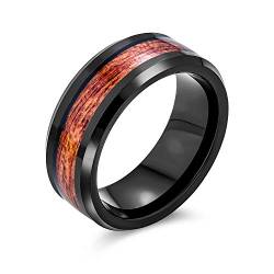 Bling Jewelry Koa Holz Inlay Schwarz Titanium Hochzeit Band Ringe Für Männer Für Frauen Komfort Fit 8Mm von Bling Jewelry