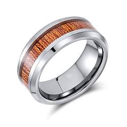 Bling Jewelry Koa Holz Inlay Titanium Hochzeit Band Ringe Für Männer Für Frauen Silberton Komfort Fit 8Mm von Bling Jewelry